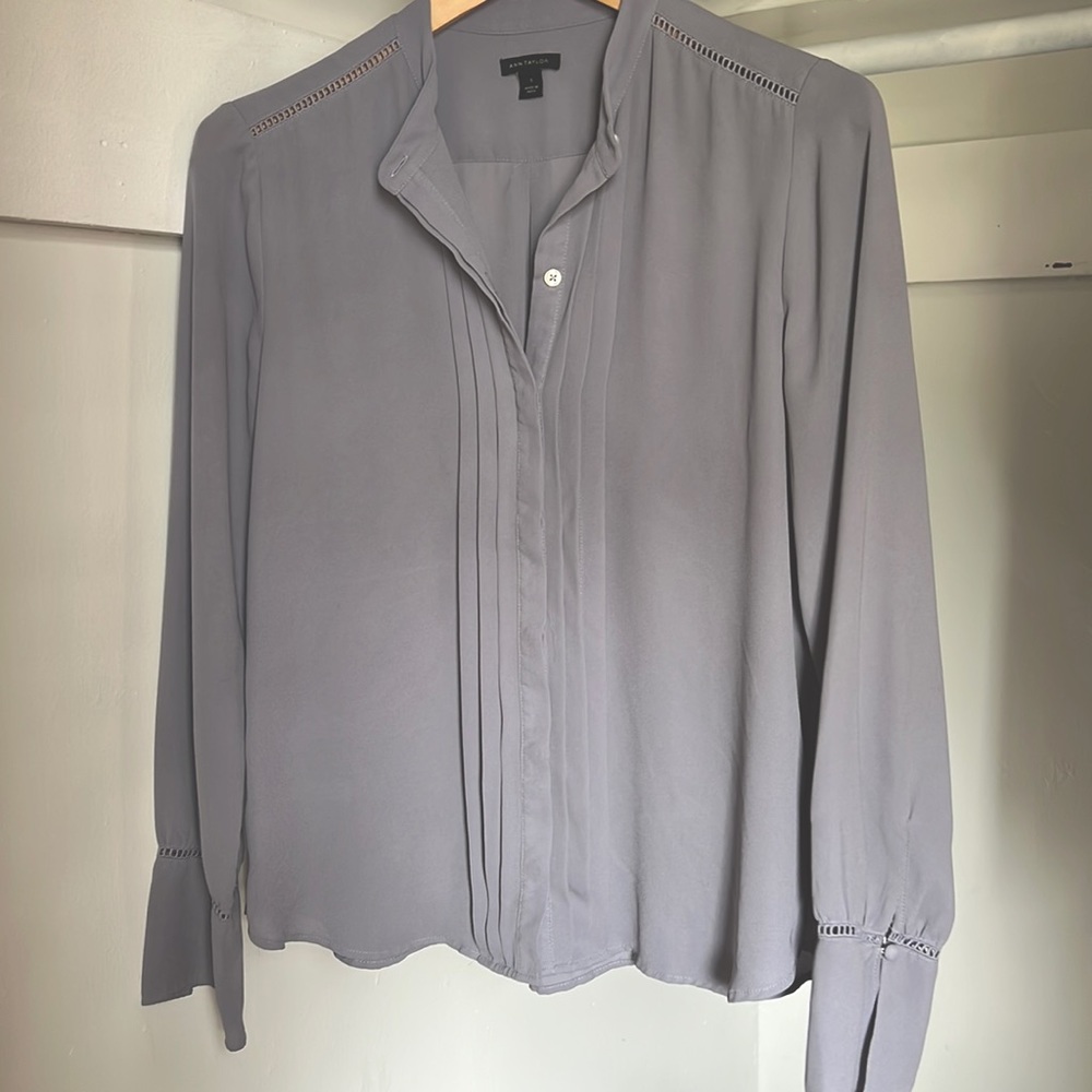 Ann Taylor, long sleeve gray blouse